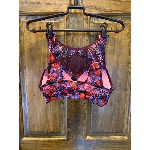 Victoria Secret Bralette Bra  Sz Small Black Pink Purple Lace Razorback Lingerie - Picture 9 of 12